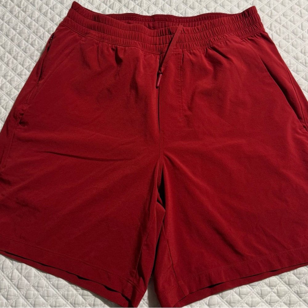 Red Athletic Shorts with Elastic Waistband